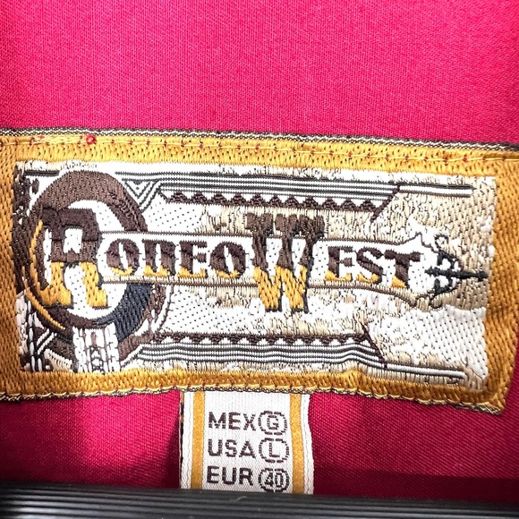 Rodeo West Mens Sz Large Vintage 90s Western Texas Button Down Shirt Top Ranch - Picture 2 of 11